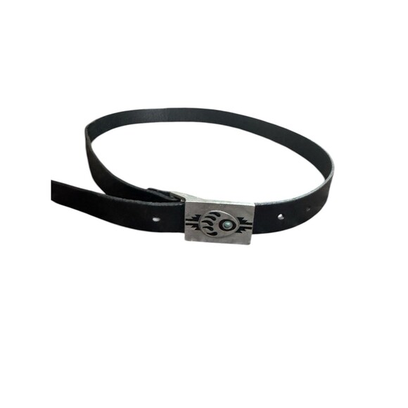 Siskiyou Buckle Co 90\'s Bear Paw silver belt buckle black belt womens size Large